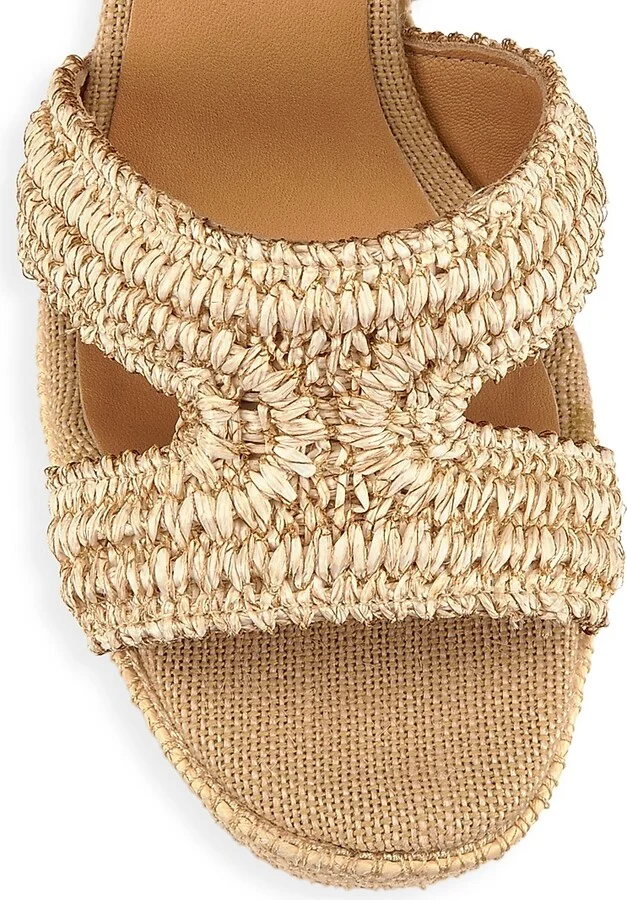 Women's Adriana 80MM Raffia Platform Sandals - Natural - Size 9 - Image 4