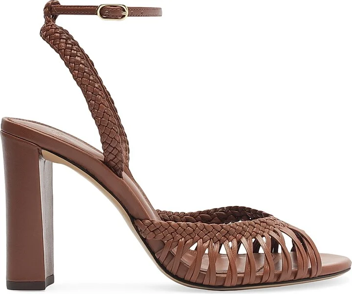 Women's Agatha 90MM Strappy Leather Sandals - Chocolate Fondue - Size 6