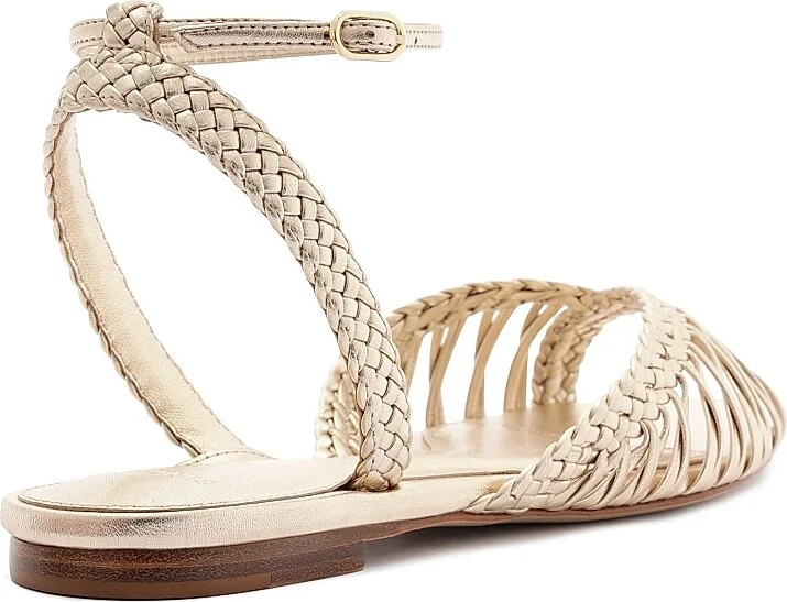 Women's Agatha Metallic Leather Sandals - Golden - Size 7 - Image 3
