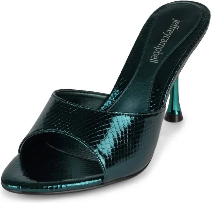 Women's Agent Mule Sandal In Teal Metallic Snake