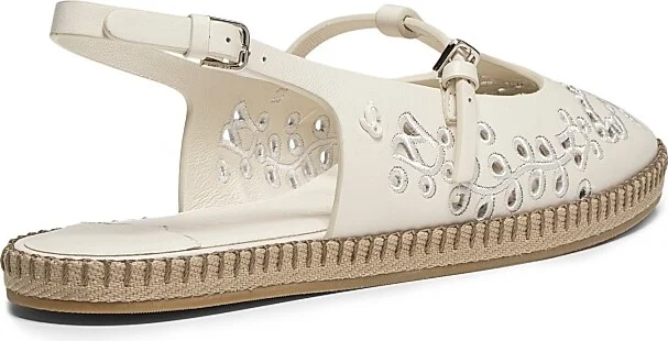 Women's Aimee Leather Embroidered Slingback Flats - Latte - Size 5 - Image 3