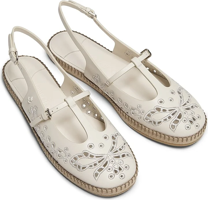 Women's Aimee Leather Embroidered Slingback Flats - Latte - Size 5 - Image 4