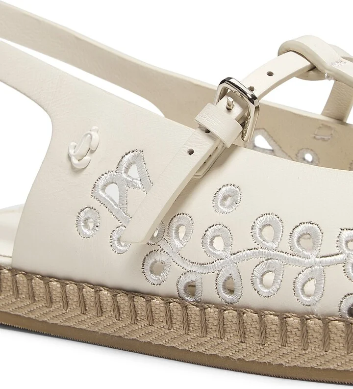 Women's Aimee Leather Embroidered Slingback Flats - Latte - Size 5 - Image 5