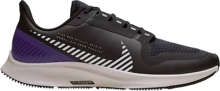 Women's Air Zoom Pegasus 36 Shield Shoes In Black/silver/desert Sand/voltage Purple