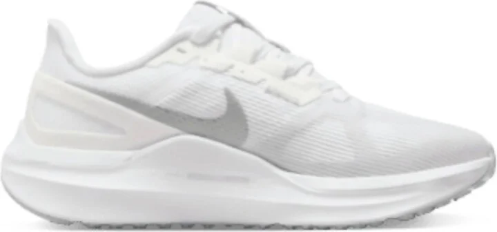 Women's Air Zoom Structure 25 Shoes In White/pure Platinum/metallic Silver
