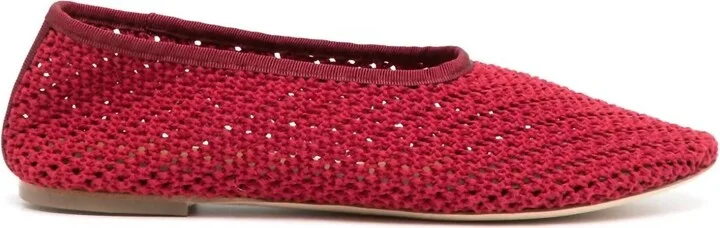 Women's Alba Ballet Flat In Red Crochet