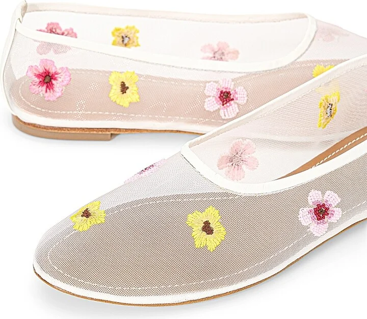 Women's Alba Floral Beaded Ballet Flats - Blossom Floral Mesh - Size 5 - Image 4