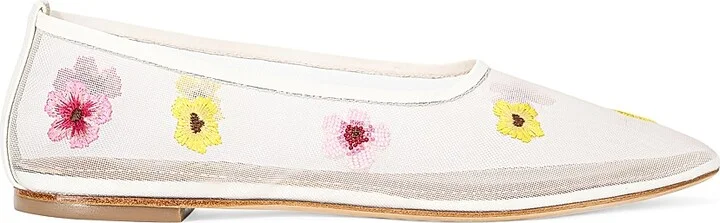 Women's Alba Floral Beaded Ballet Flats - Blossom Floral Mesh - Size 5