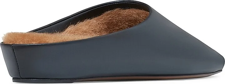 Women's Alba Shearling-Lined Leather Mules - Black - Size 6 - Image 2