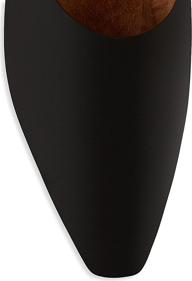 Women's Alba Shearling-Lined Leather Mules - Black - Size 6 - Image 4