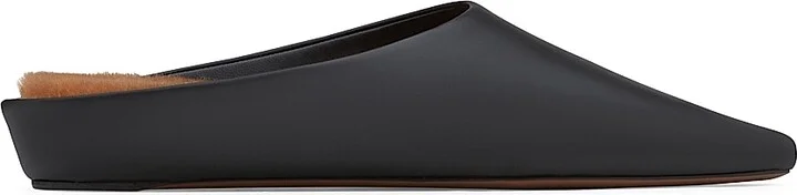 Women's Alba Shearling-Lined Leather Mules - Black - Size 6