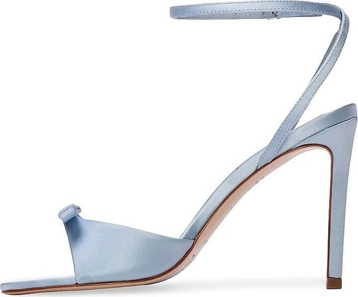 Women's Albie 100MM Satin High Heel Sandals - Blue Fog - Size 5 - Image 4