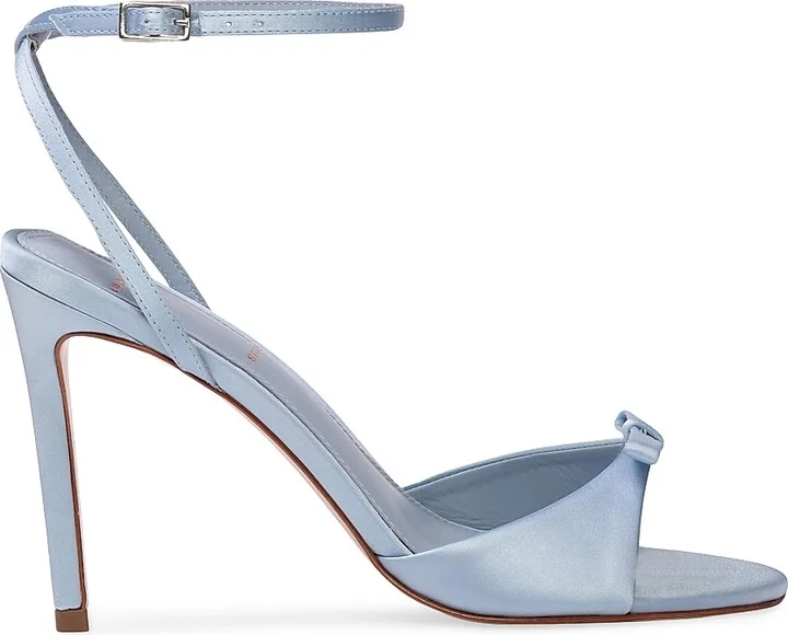 Women's Albie 100MM Satin High Heel Sandals - Blue Fog - Size 5