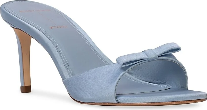 Women's Albie 65MM Satin Mule Sandals - Blue Fog - Size 6 - Image 2