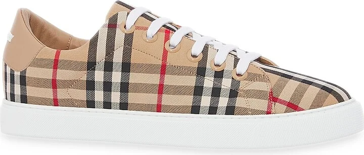 Women's Albridge Check & Leather Low-Top Sneakers - Archive Beige - Size 5