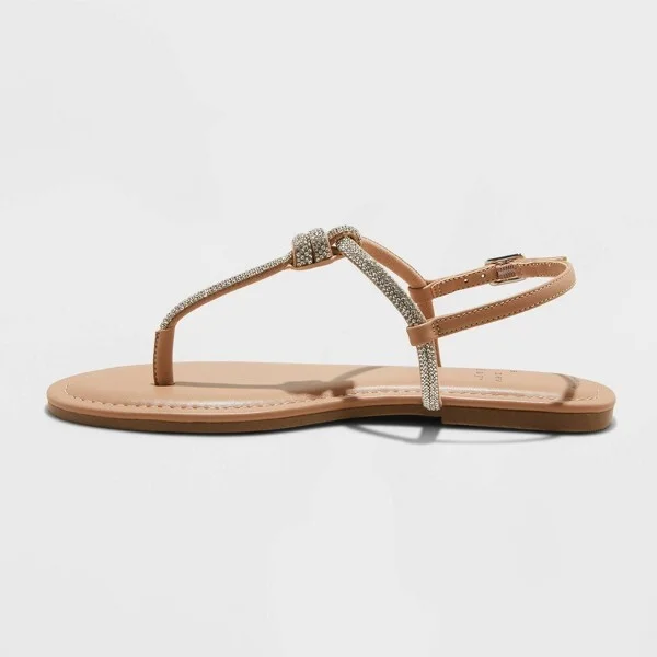 Women's Aleena Thong Sandals - A New Day™ Silver : Adjustable Buckle, Faux Suede, Open Toe - Image 2