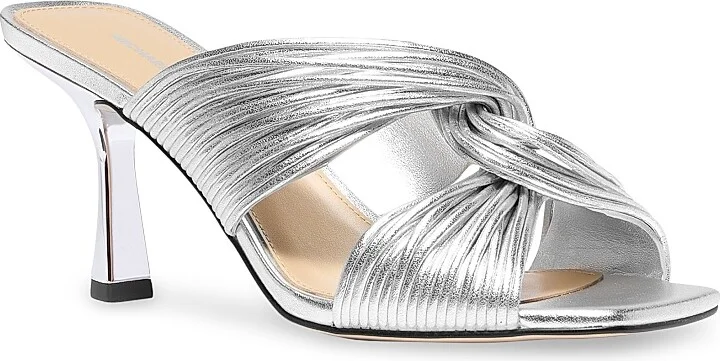 Women's Alessia 75MM Metallic Slip-On Sandals - Silver - Size 5 - Image 2