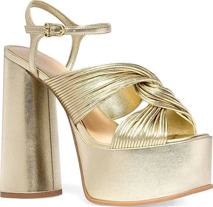 Women's Alessia Metallic 140MM Platform Sandals - Pale Gold - Size 7 - Image 2