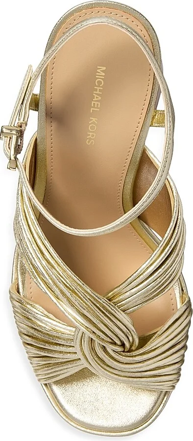 Women's Alessia Metallic 140MM Platform Sandals - Pale Gold - Size 7 - Image 4