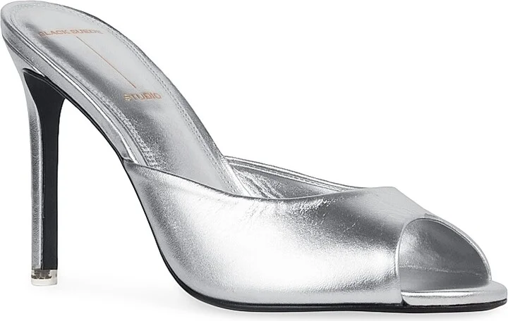 Women's Alessia Metallic Leather Mules - Silver Metallic - Size 7 - Image 2