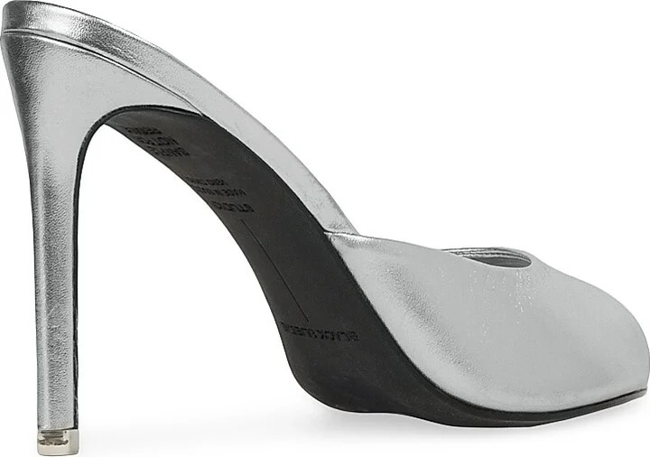Women's Alessia Metallic Leather Mules - Silver Metallic - Size 7 - Image 3