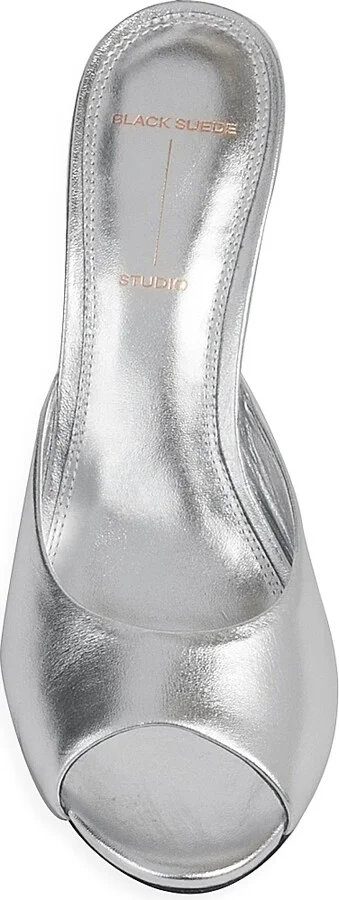 Women's Alessia Metallic Leather Mules - Silver Metallic - Size 7 - Image 5