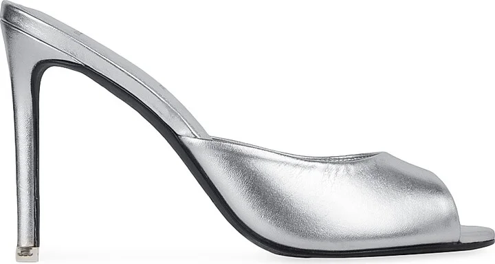 Women's Alessia Metallic Leather Mules - Silver Metallic - Size 7