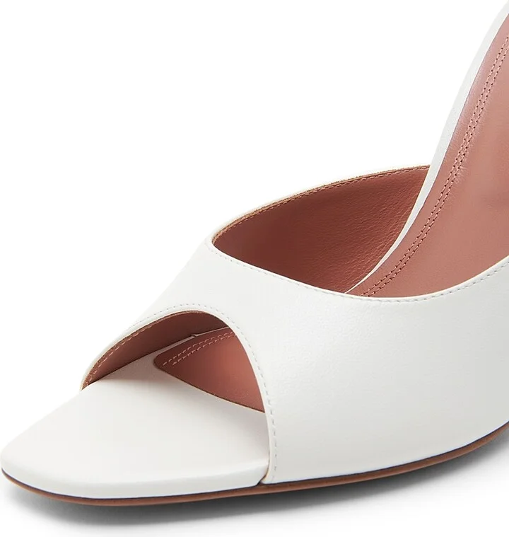 Women's Alexa 95MM Leather Mules - Nappa White - Size 8.5 - Image 5