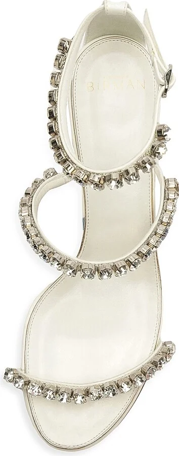 Women's Alexa Crystals Bridal 60MM Leather Sandals - White - Size 11 - Image 7