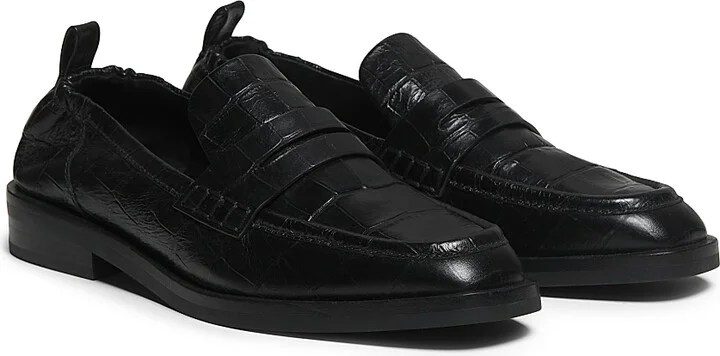 Women's Alexa Embossed Leather Loafers - Black - Size 5 - Image 2