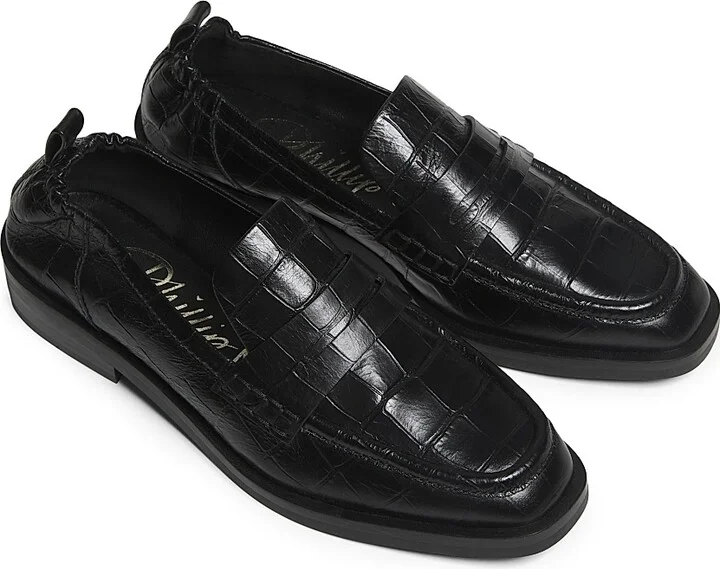 Women's Alexa Embossed Leather Loafers - Black - Size 5 - Image 4