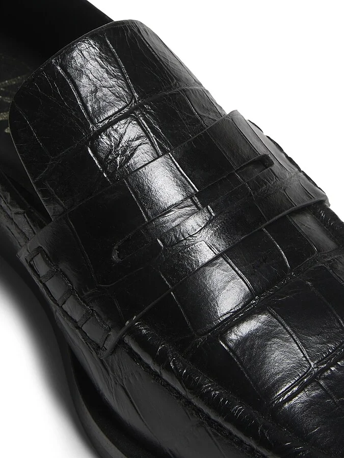Women's Alexa Embossed Leather Loafers - Black - Size 5 - Image 5