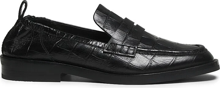Women's Alexa Embossed Leather Loafers - Black - Size 5