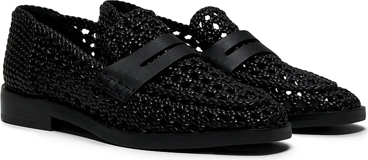 Women's Alexa Macramé Woven Penny Loafers - Black - Size 8 - Image 2