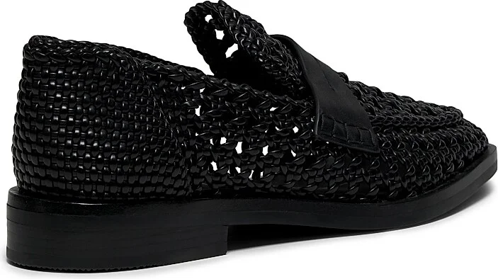 Women's Alexa Macramé Woven Penny Loafers - Black - Size 8 - Image 3