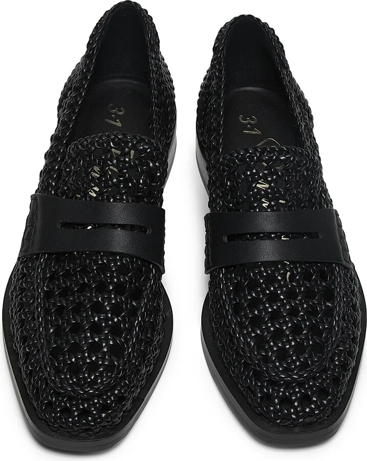 Women's Alexa Macramé Woven Penny Loafers - Black - Size 8 - Image 4