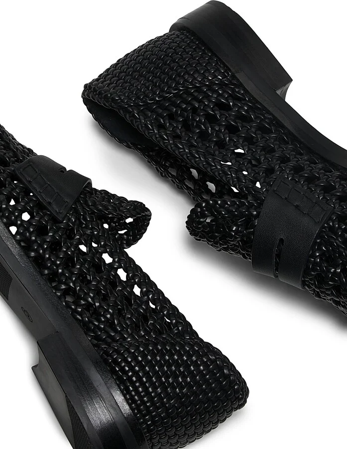Women's Alexa Macramé Woven Penny Loafers - Black - Size 8 - Image 5