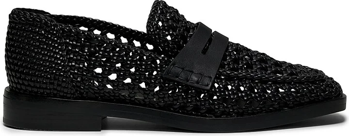 Women's Alexa Macramé Woven Penny Loafers - Black - Size 8