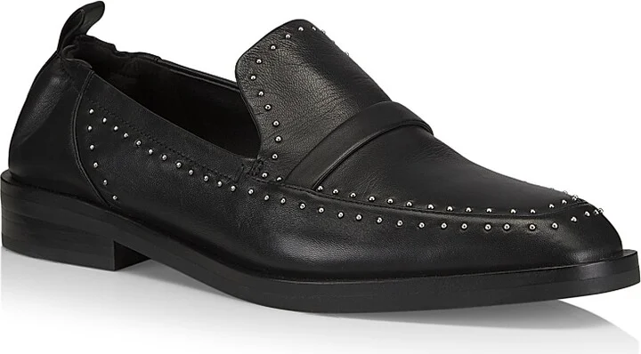 Women's Alexa Soft Studded Leather Penny Loafers - Black - Size 5 - Image 2