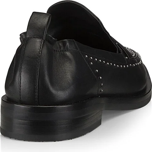 Women's Alexa Soft Studded Leather Penny Loafers - Black - Size 5 - Image 3