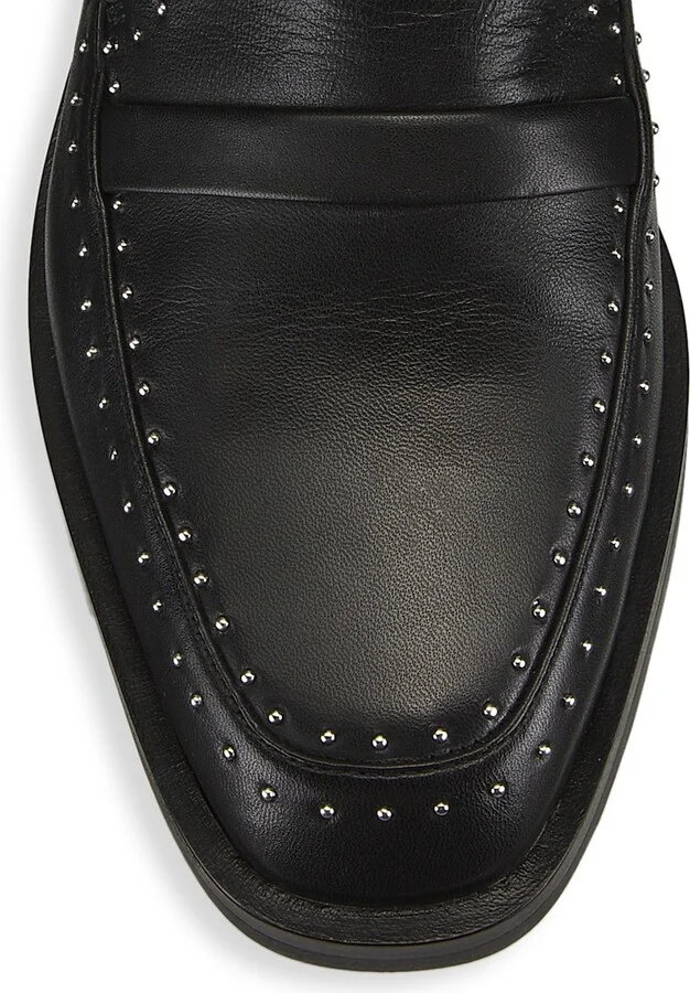 Women's Alexa Soft Studded Leather Penny Loafers - Black - Size 5 - Image 4