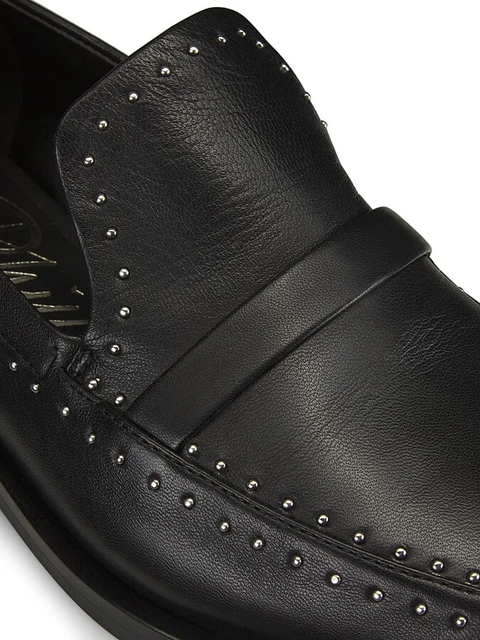Women's Alexa Soft Studded Leather Penny Loafers - Black - Size 5 - Image 6