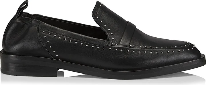Women's Alexa Soft Studded Leather Penny Loafers - Black - Size 5