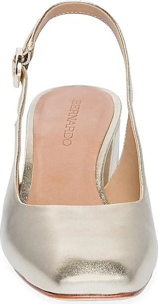 Women's Alexia Metallic Leather Block Sling Heels - Champagne - Size 6 - Image 4