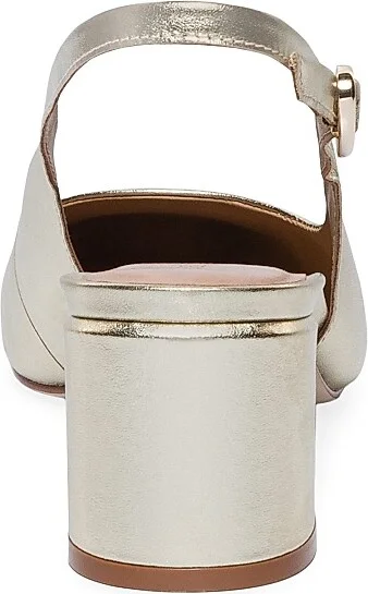 Women's Alexia Metallic Leather Block Sling Heels - Champagne - Size 6 - Image 5