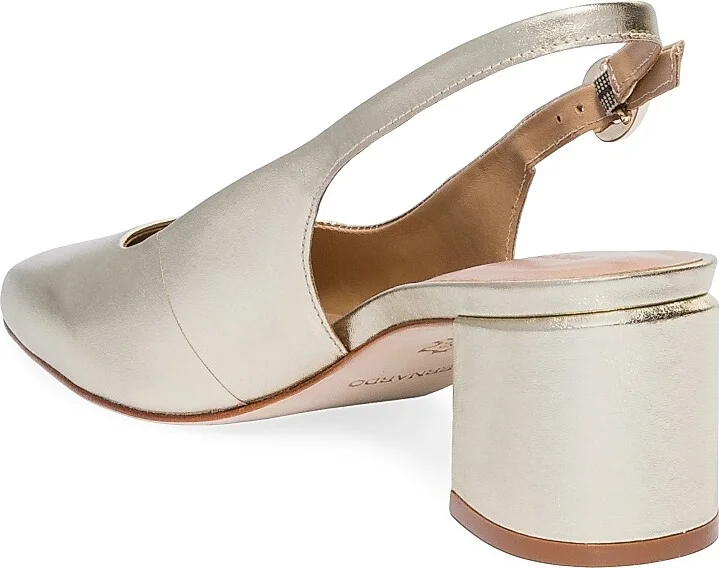 Women's Alexia Metallic Leather Block Sling Heels - Champagne - Size 6 - Image 6