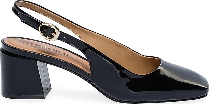 Women's Alexia Patent Block Heels Sling - Black - Size 6