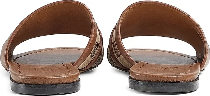 Women's Alfa Horsebit GG Canvas & Leather Sandals - Light Brown - Size 5 - Image 3
