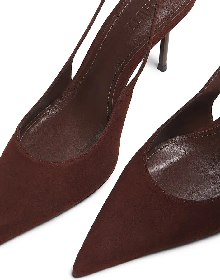 Women's Alicia Sling 90MM Suede Slingback Pumps - Root Brown - Size 6.5 - Image 2