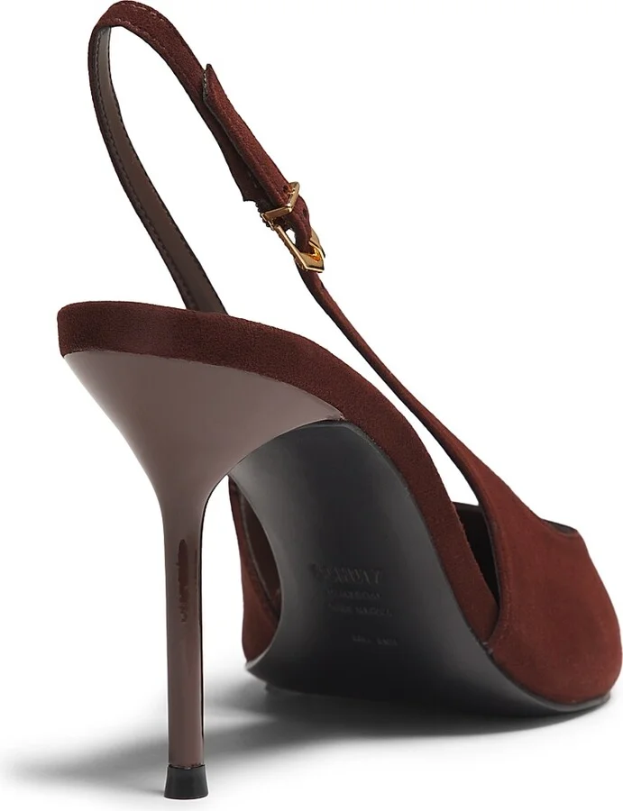 Women's Alicia Sling 90MM Suede Slingback Pumps - Root Brown - Size 6.5 - Image 3